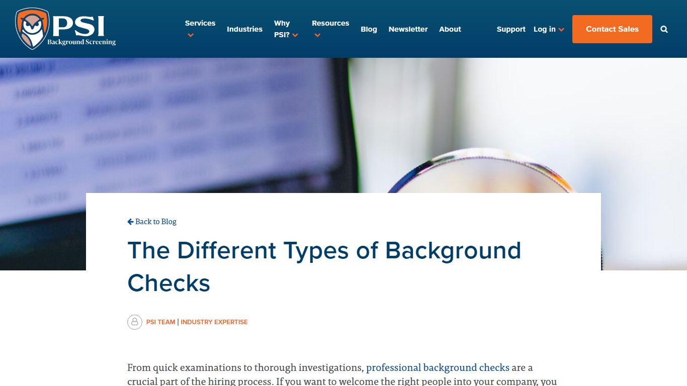 The Different Types of Background Checks - PSI Background Screening